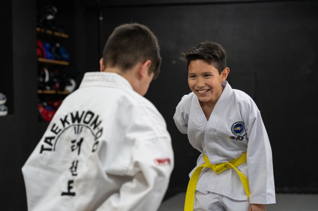 Dos niños practicando Taekwon-Do infantil en La Fábrica, Santa Cruz de Tenerife